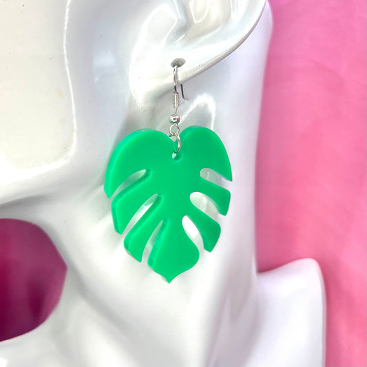 Large Monstera Leaf Earrings