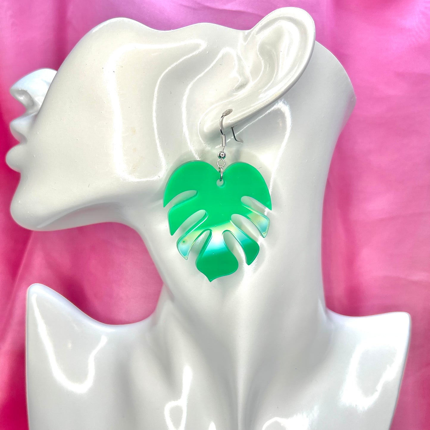 Large Monstera Leaf Earrings