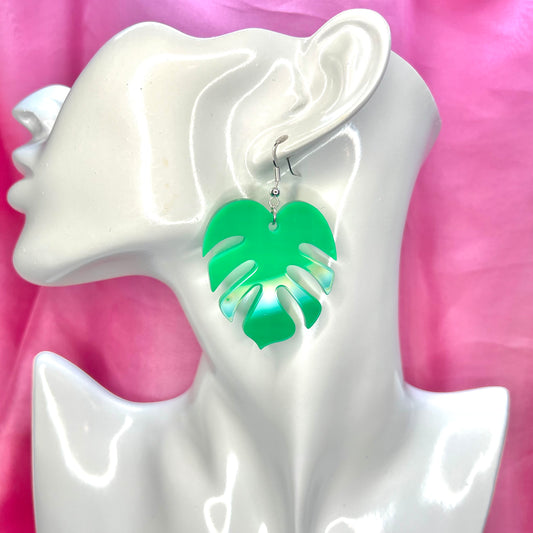 Large Monstera Leaf Earrings