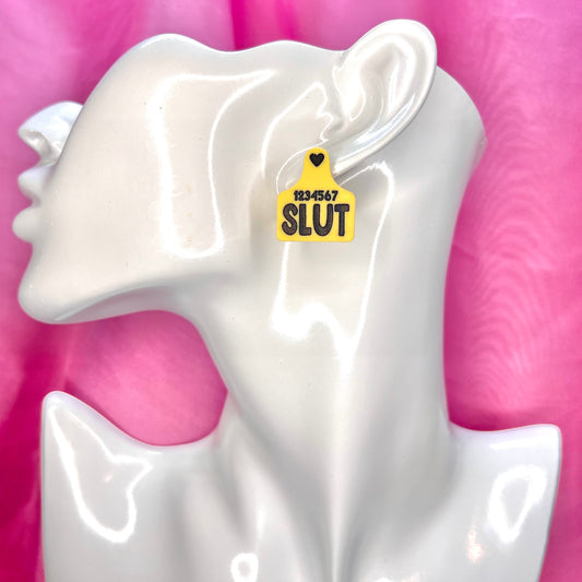 Cow Tag Earrings - Slut