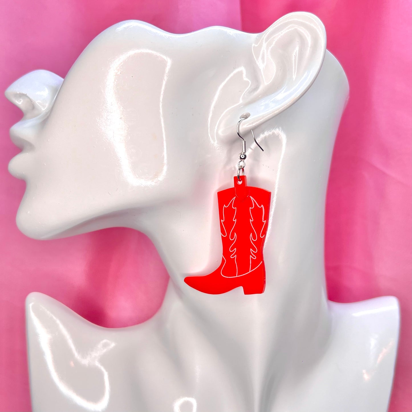 Red Cowboy Boot Earrings